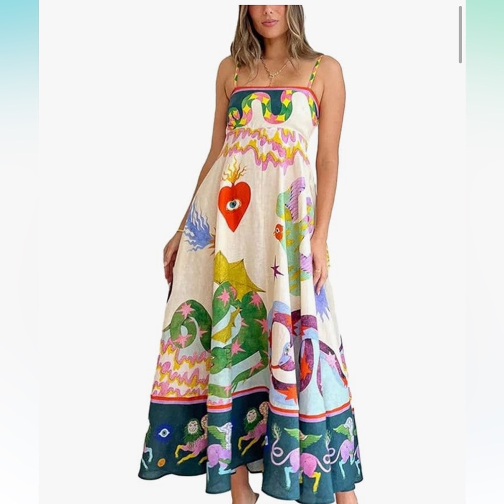 Colorful Maxi Dress with Artistic Print